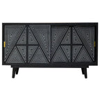 Black & Brown Mid-Century Modern Solid Wood Sideboard Buffet