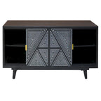 Black & Brown Mid-Century Modern Solid Wood Sideboard Buffet