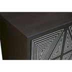 Black & Brown Mid-Century Modern Solid Wood Sideboard Buffet