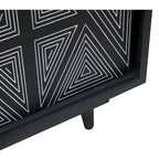 Black & Brown Mid-Century Modern Solid Wood Sideboard Buffet