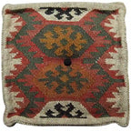 Handmade Indo Wool and Jute Kilim Pouf