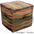 Handmade Indo Wool and Jute Kilim Pouf
