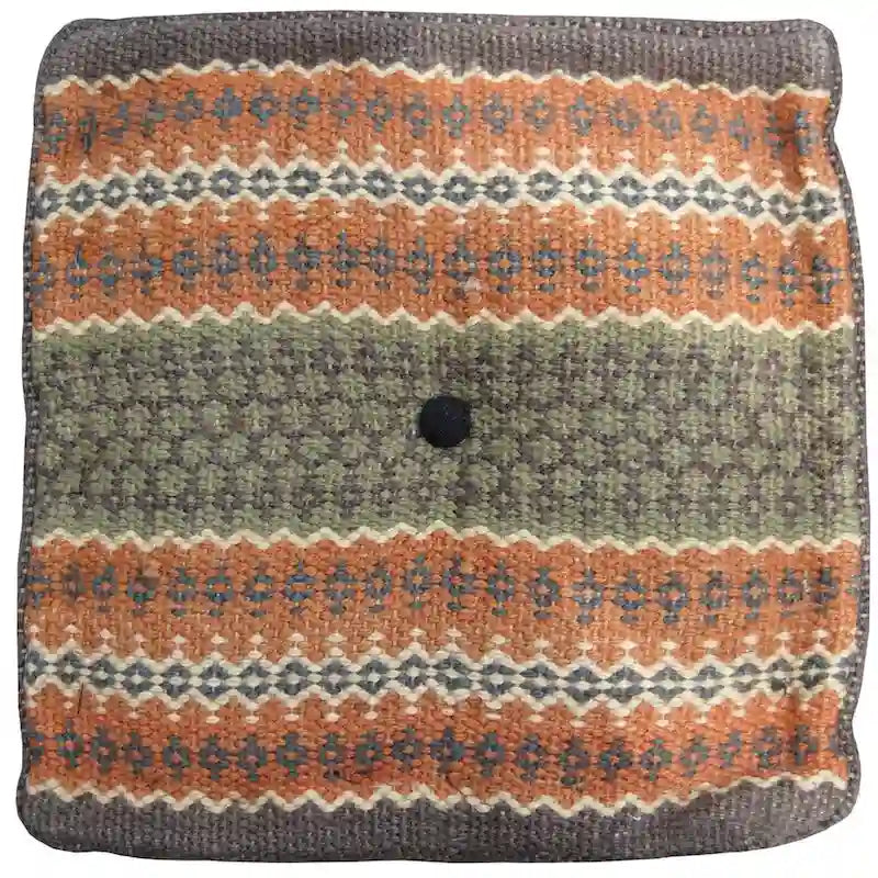 Handmade Indo Wool and Jute Kilim Pouf