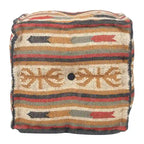 Handmade Indo Wool and Jute Kilim Pouf