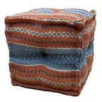 Handmade Indo Wool and Jute Kilim Pouf
