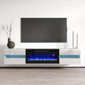 White / Black High Gloss 72" TV Stand with Electric Fireplace Insert