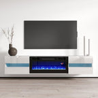 White / Black High Gloss 72" TV Stand with Electric Fireplace Insert