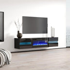 White / Black High Gloss 72" TV Stand with Electric Fireplace Insert