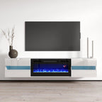 White / Black High Gloss 72" TV Stand with Electric Fireplace Insert