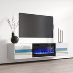 White / Black High Gloss 72" TV Stand with Electric Fireplace Insert