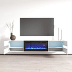 White / Black High Gloss 72" TV Stand with Electric Fireplace Insert
