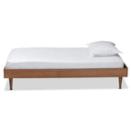 Ash Walnut Twin Platform Bed Frame, Mid-Century Style, 1-Person