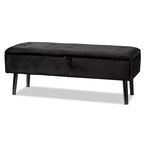 Velvet Button-Tufted Storage Bench, Grey/Green/Navy/Black & Dark Brown, Seats 1