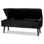 Velvet Button-Tufted Storage Bench, Grey/Green/Navy/Black & Dark Brown, Seats 1