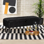Velvet Button-Tufted Storage Bench, Grey/Green/Navy/Black & Dark Brown, Seats 1