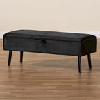 Velvet Button-Tufted Storage Bench, Grey/Green/Navy/Black & Dark Brown, Seats 1