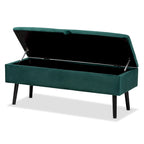 Velvet Button-Tufted Storage Bench, Grey/Green/Navy/Black & Dark Brown, Seats 1