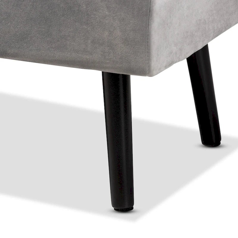 Velvet Button-Tufted Storage Bench, Grey/Green/Navy/Black & Dark Brown, Seats 1