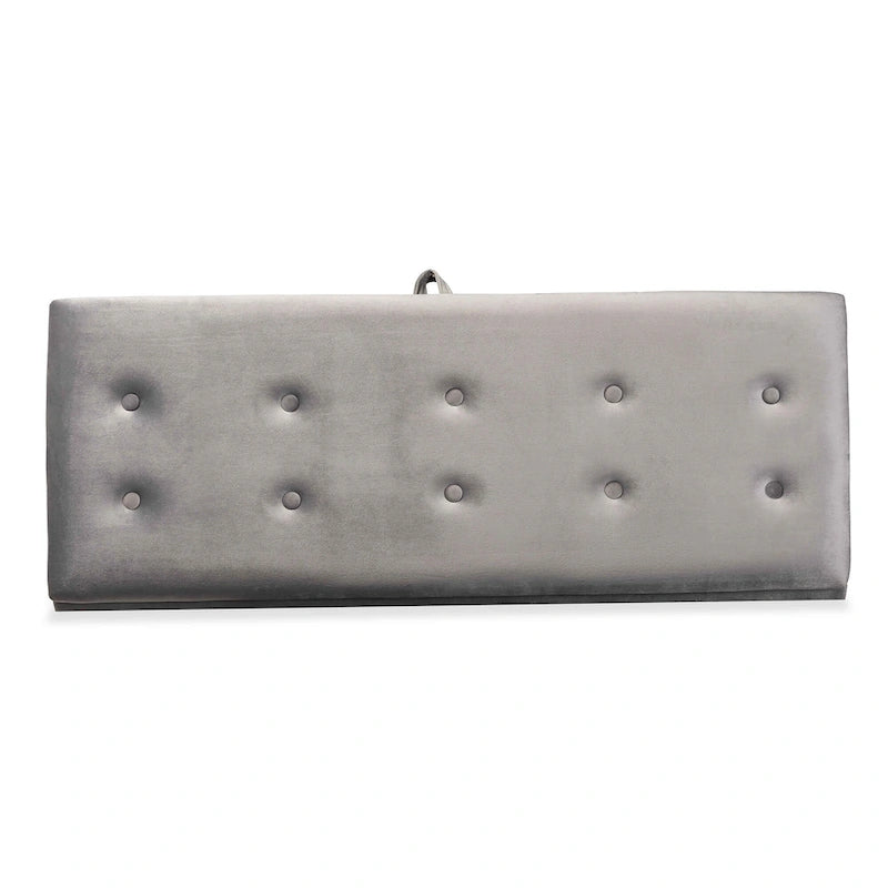 Velvet Button-Tufted Storage Bench, Grey/Green/Navy/Black & Dark Brown, Seats 1