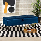 Velvet Button-Tufted Storage Bench, Grey/Green/Navy/Black & Dark Brown, Seats 1