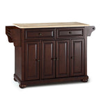 Mahogany Stationary Kitchen Island with Wood Top | 51.5"W x 18"D x 34"H