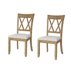 Natural Solid Wood Dining Chair, Cross-Back Farmhouse Style, Set of 2