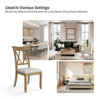 Natural Solid Wood Dining Chair, Cross-Back Farmhouse Style, Set of 2