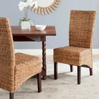 Dark Brown Rattan-Look Dining Chair, Set of 2