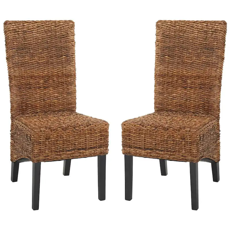 Dark Brown Rattan-Look Dining Chair, Set of 2