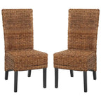 Dark Brown Rattan-Look Dining Chair, Set of 2