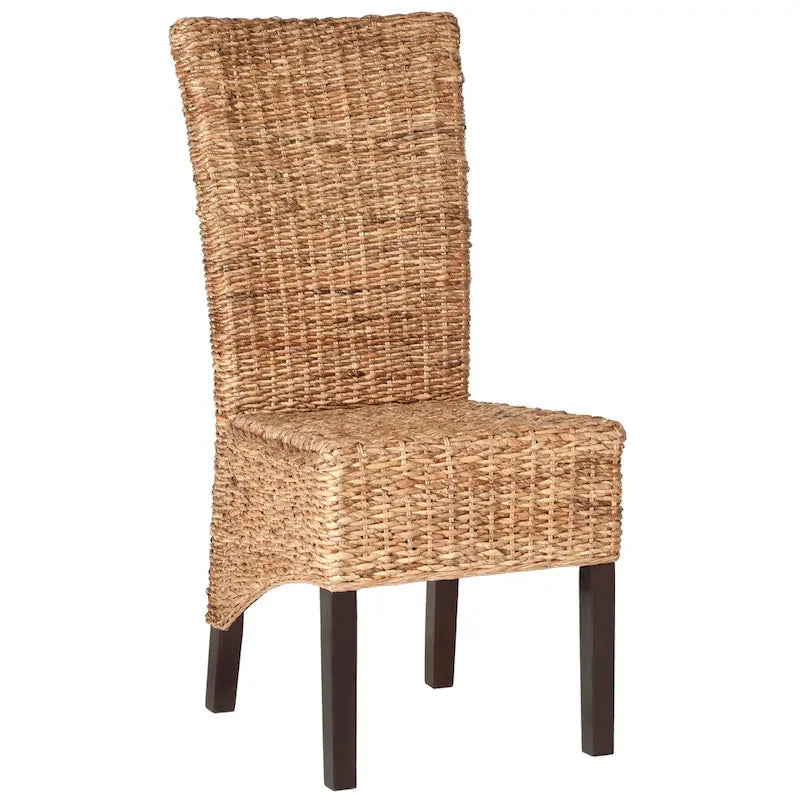 Dark Brown Rattan-Look Dining Chair, Set of 2