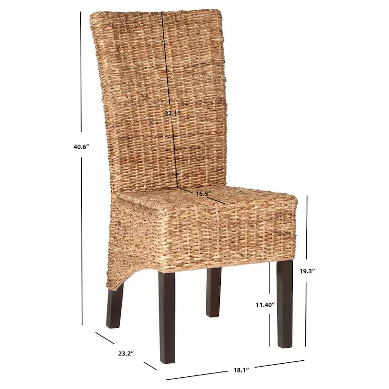 Dark Brown Rattan-Look Dining Chair, Set of 2