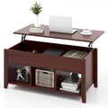 Brown Lift Top Coffee Table with Hidden Compartment, 1-Person