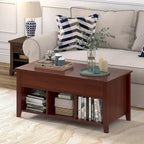 Brown Lift Top Coffee Table with Hidden Compartment, 1-Person