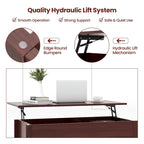 Brown Lift Top Coffee Table with Hidden Compartment, 1-Person