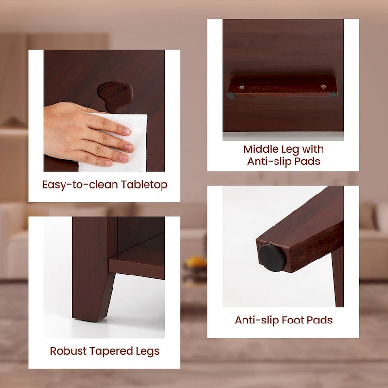 Brown Lift Top Coffee Table with Hidden Compartment, 1-Person