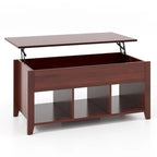 Brown Lift Top Coffee Table with Hidden Compartment, 1-Person
