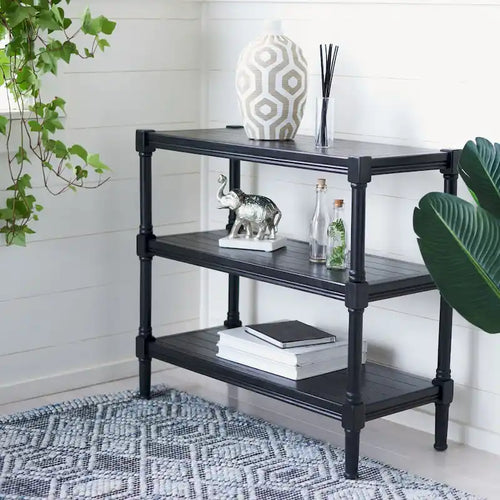 3-Shelf Console Table, Distressed White / Brown / Black, 1-Person Assembly