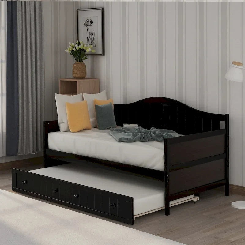 High-Quality Pine Twin Daybed with Trundle, Sofa Bed