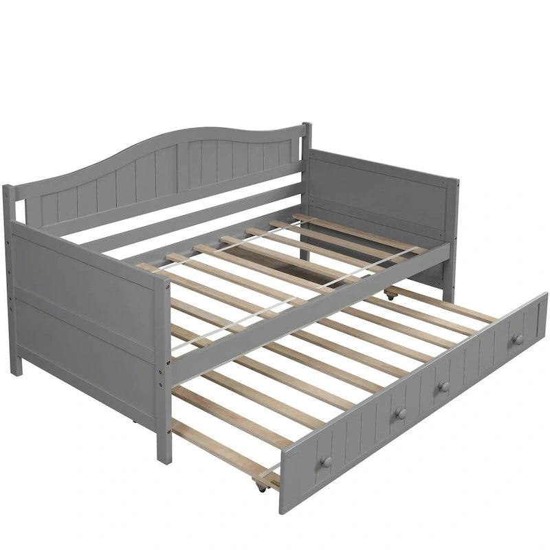 High-Quality Pine Twin Daybed with Trundle, Sofa Bed