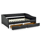 Queen Size Daybed with Upholstered Tufted Sofa Bed with Button on Back and Copper Nail on Waved Shape Arms(84.5x63.5x26.5)