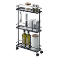 Black/White 4-Tier Rolling Storage Cart with Locking Wheels
