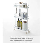 Black/White 4-Tier Rolling Storage Cart with Locking Wheels