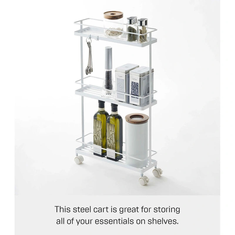 Black/White 4-Tier Rolling Storage Cart with Locking Wheels
