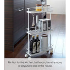 Black/White 4-Tier Rolling Storage Cart with Locking Wheels