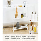 Black/White 4-Tier Rolling Storage Cart with Locking Wheels