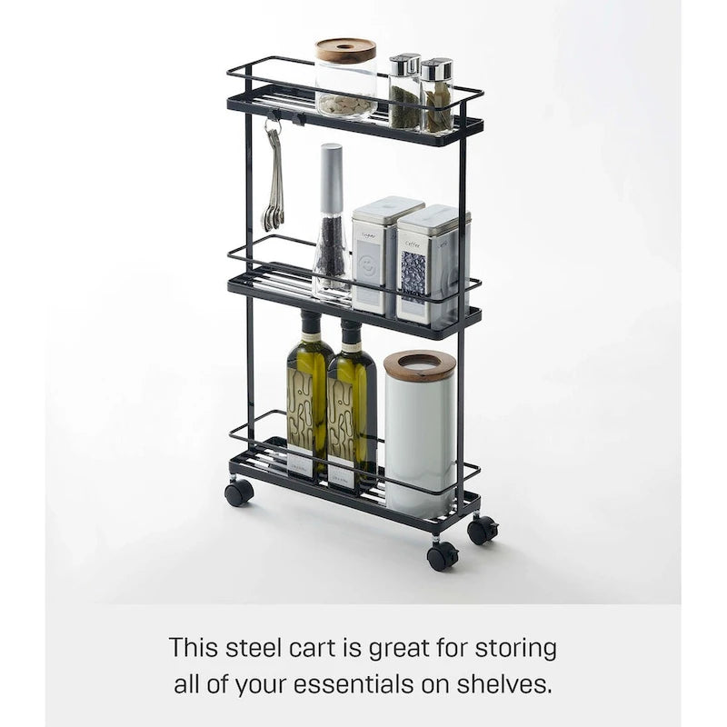 Black/White 4-Tier Rolling Storage Cart with Locking Wheels