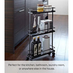 Black/White 4-Tier Rolling Storage Cart with Locking Wheels