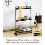Black/White 4-Tier Rolling Storage Cart with Locking Wheels