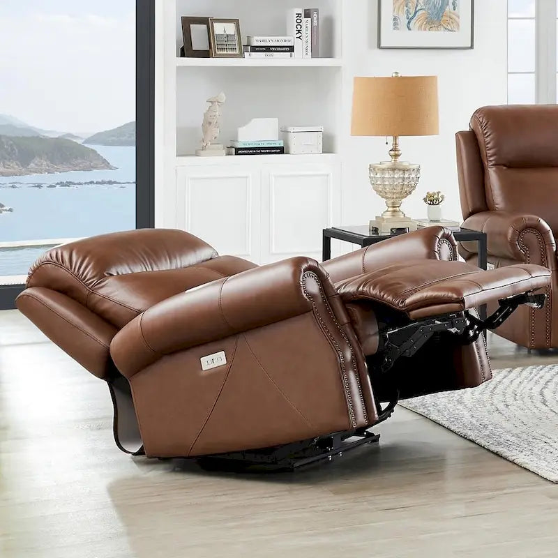 Pecan Brown / Bristol Cocoa Zero Gravity Power Recliner, 1-Seat, Top Grain Leather